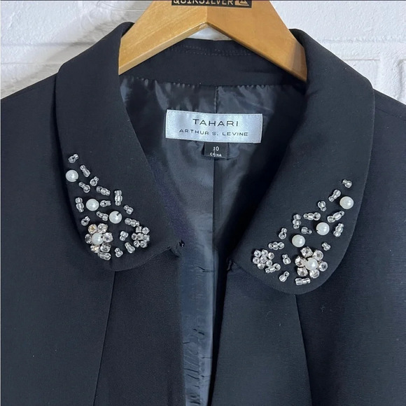 Tahari ASL Black Jeweled Collar Career Blazer, Women’s Size 10 - Picture 3 of 7